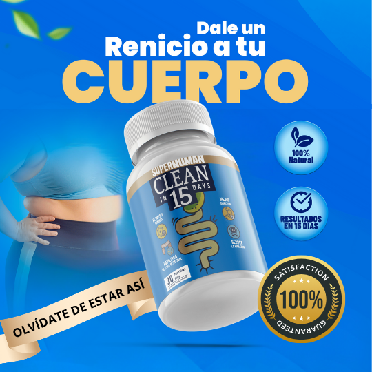 SuperHuman Clean15  Limpieza Completa Estomacal en 15 días   (90 Cápsulas)